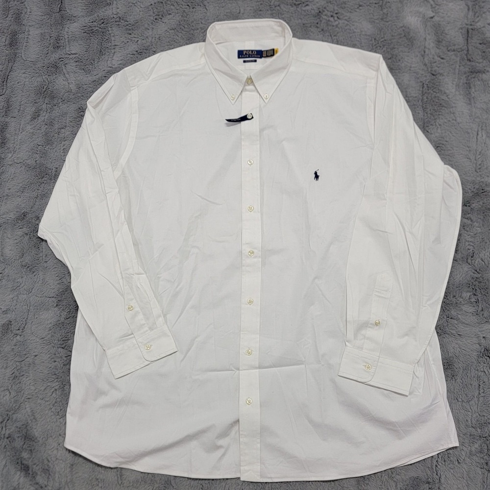 Polo Ralph Lauren Shirt Mens 2XB White Stretch Button Down Classic Fit Oxford